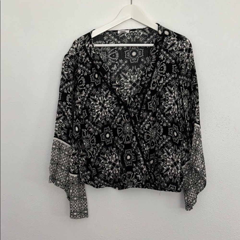 Boho floral crop top blouse